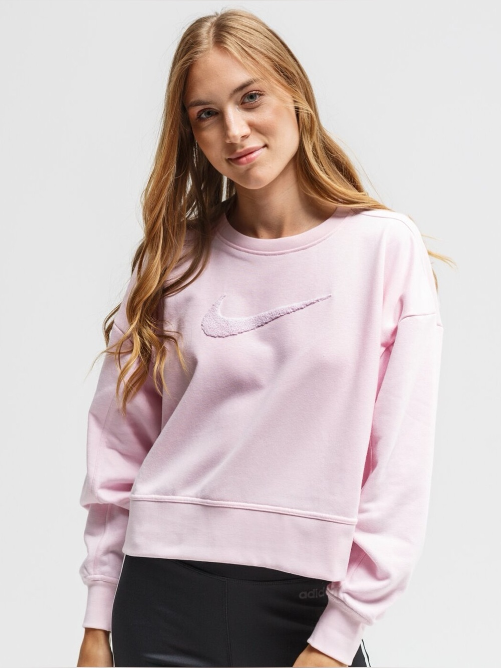 Nike Get Fit Pink Cropped Swoosh Fleece Sweatshirt, size M - Picture 3 of 12